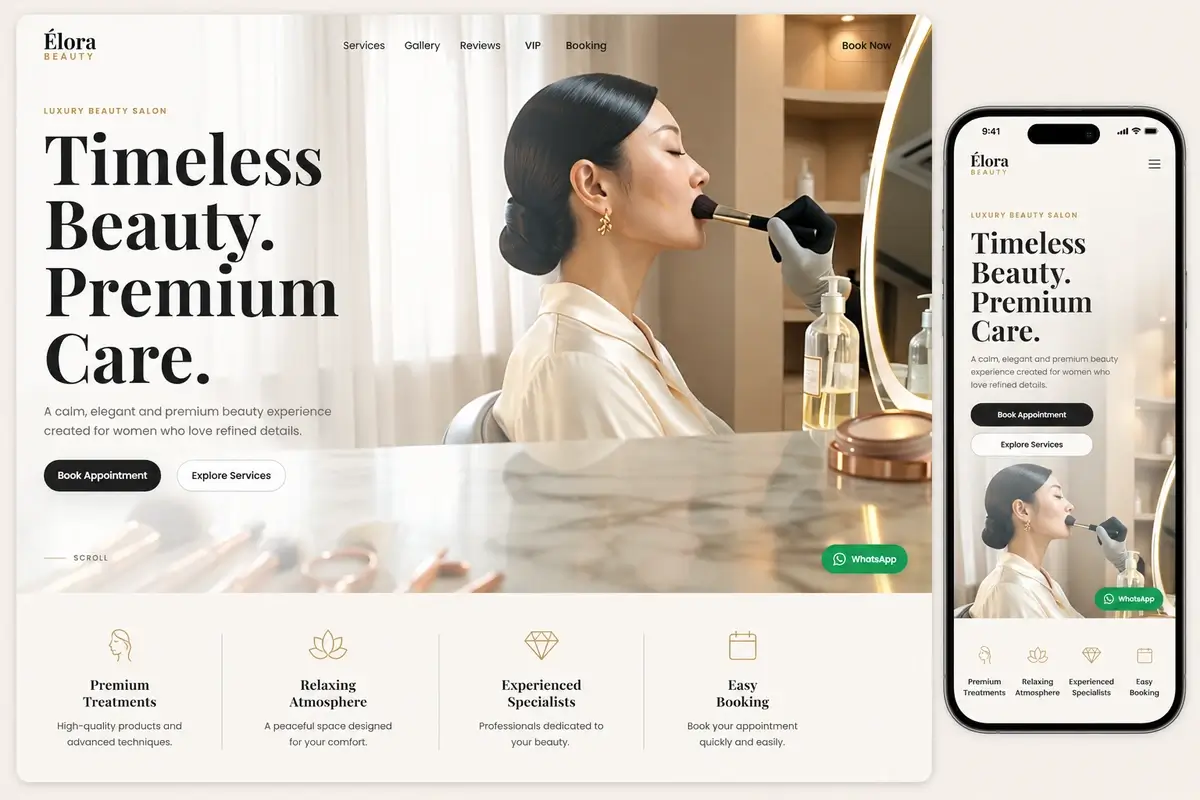Élora Beauty salon website concept preview