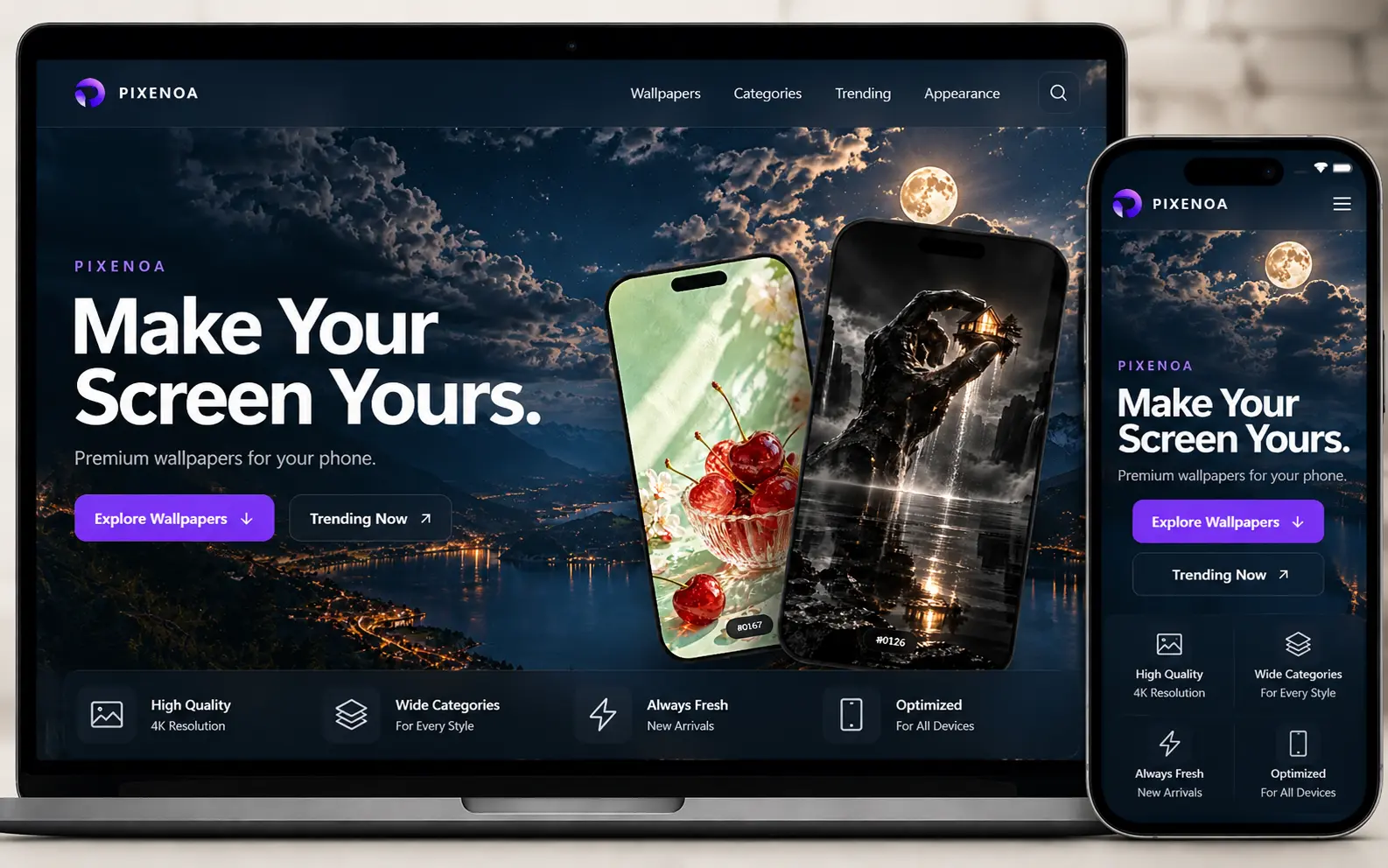 Previzualizarea site-ului PIXENOA